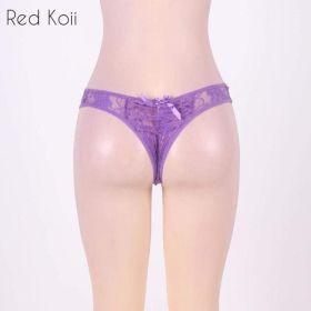 Sexy Lingerie Cut Out Underpants Briefs Lace See Through (Option: Purple-5XL)