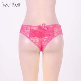 Sexy Lingerie Cut Out Underpants Briefs Lace See Through (Option: Pink-5XL)