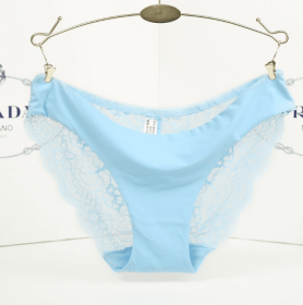 Lace ladies low waist briefs (Option: Light blue-XXL)
