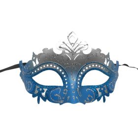 Halloween Party Half Face Mask Masquerade Party Mask Costume Prop (Color: blue white)